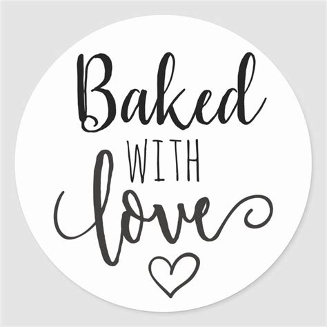 Baked With Love Classic Round Sticker Bakery Logo Design Baking Logo