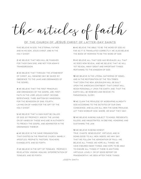 LDS Articles of Faith Print, LDS Decor Print, Printable Art, LDS ...