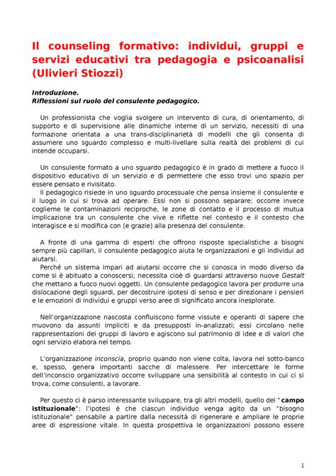 Ulivier I Il Counseling Formativo Individui Gruppi E Servizi Educativi