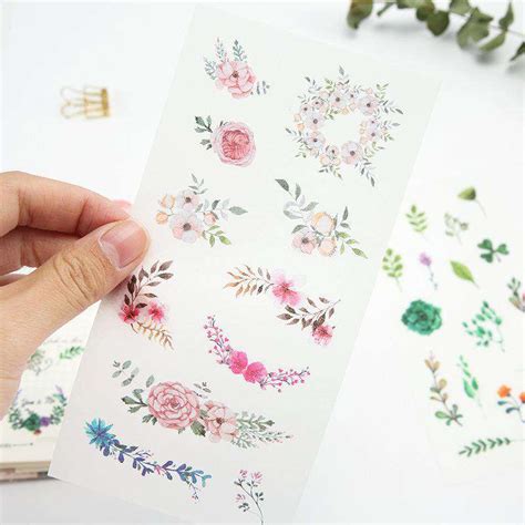 Watercolour Plants Flowers Stickers Set Of 6 Notebooktherapy