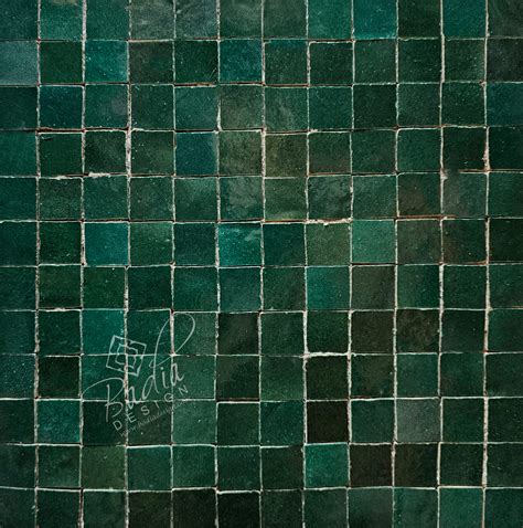 Moroccan Emerald Green Glazed Zellige Mosaic Tile From Badia Design Inc