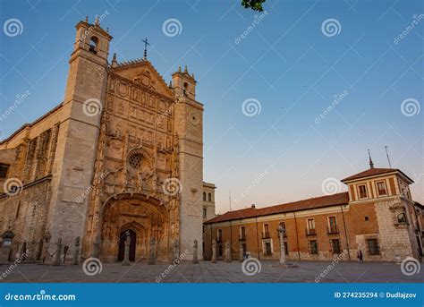 Sunset View Of San Pablo Church In Spanish Town Valladolid Stock Photo