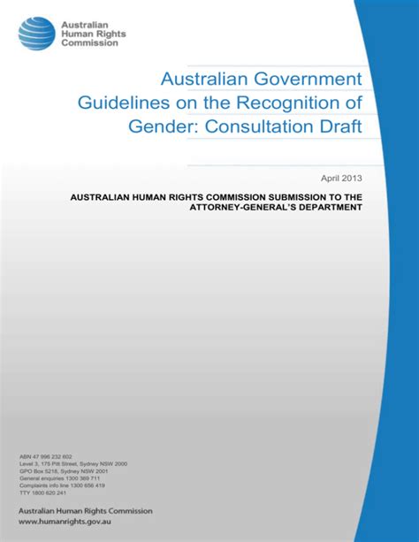 Australian Government Guidelines On The Recognition Of Gender