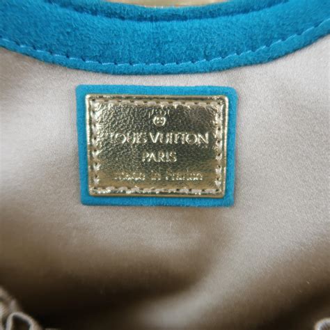 Louis Vuitton Turquoise And Gold Monogram Suede Lock Chain Strap Theda