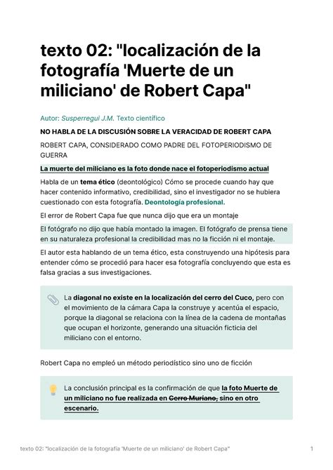 Texto 02 localización de la fotografía Muerte de un miliciano de Robert