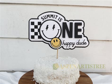 Custom Cake Topper One Happy Dude Custom Topper Smiley Face Birthday