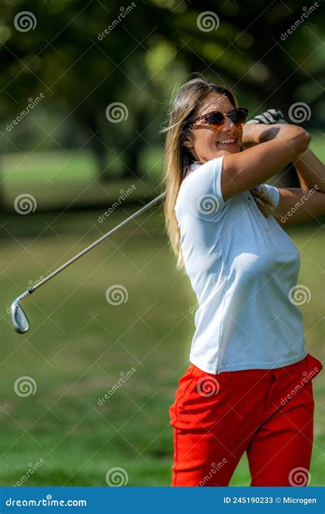 Female golf swing stock image. Image of female, swing - 245190233