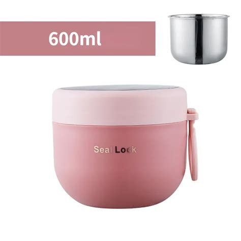 Ml Stainless Steel Lunch Box Drinking Cup With Spoon Food Thermal