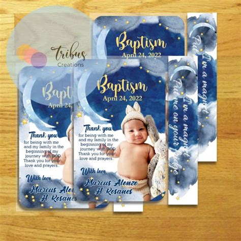 Moon And Stars Ref Magnet Baptismal Christening Dedication Souvenir