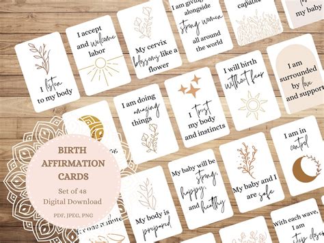 48 Printable Birth Affirmation Cards Hypnobirthing Affirmations For