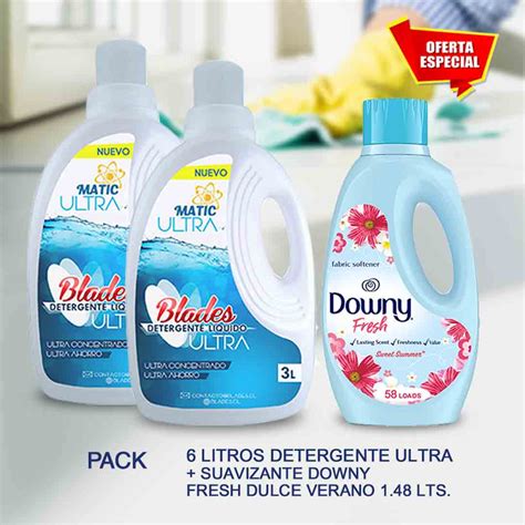 Detergente Ultra 6 Lts Suavizante Downy Dulce Verano 1 48 Lts Blades Cl