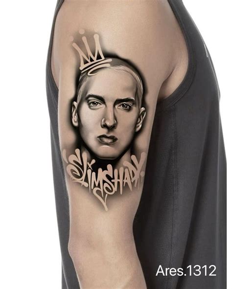 Black And Grey Tattoo Design Of Eminem Tattoo Style Drawings Tattoo