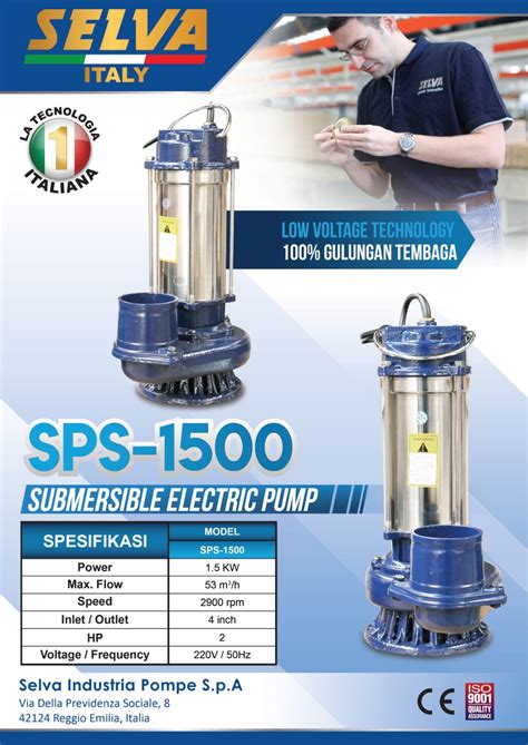 Pompa Air Celub Satelit Listrik 4 SELVA SPS1500 2HP Submersible