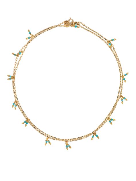 MAGDA Long Necklace Turquois Bells Luj Paris