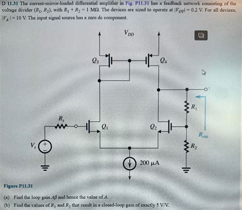 Solved The Current Mirror Loaded Differential Chegg