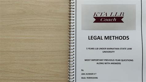 Legal Methods Printed Notes For Years Llb Under Kslu For More Details