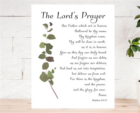 The Lord S Prayer Wall Art Print Matthew Kjv Wall Art Etsy