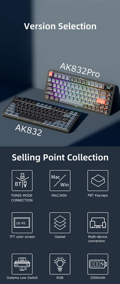 AJAZZ Wired Mechanical Keyboard AK832 2500mAh Wireless 2 4G Bluetooth