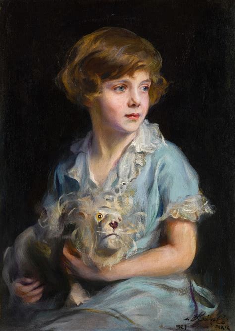 Solve Philip Alexius de László Portrait of a child with a Steiff lion