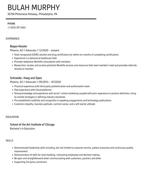 Advocate Resume Samples | Velvet Jobs