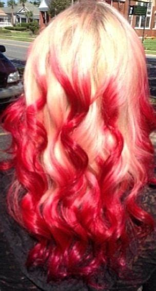 Red And Blonde Reverse Ombre Red Reverse Ombre Colored Hair Tips