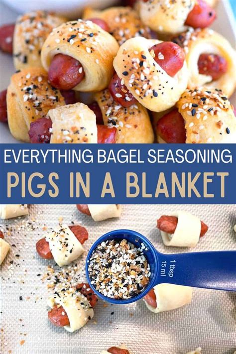 Pigs In A Blanket With Text Overlay That Reads Everything Bagel