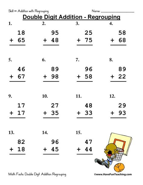 Double Digit Addition With Regrouping Worksheet Pack Have Fun