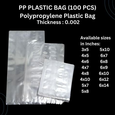 Pcs Pp Clear Plastic Bags To Inches Thickness Makapal