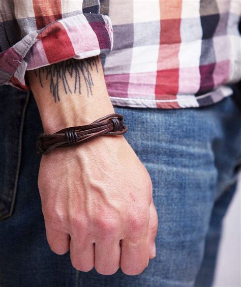 Amazon Mens Leather Bracelet Braided Brown Rustic Gift For Dad