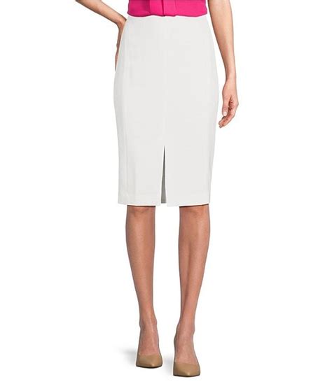 Kasper Stretch Crepe Front Slit Knee Length Pencil Skirt Dillards