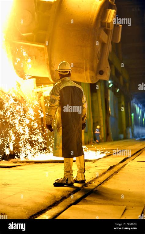 Steel Worker In A Factory Stock Photo Alamy