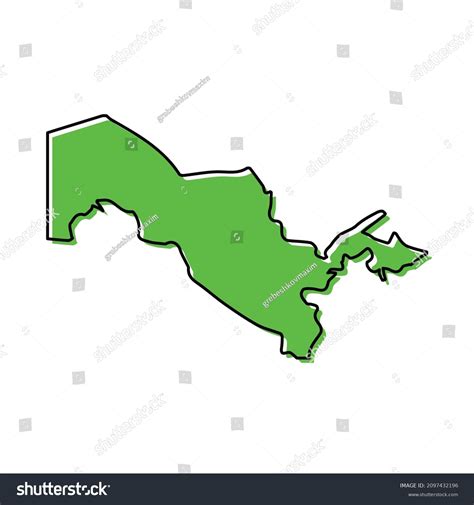 Simple Outline Map Of Uzbekistan Stylized Royalty Free Stock Vector