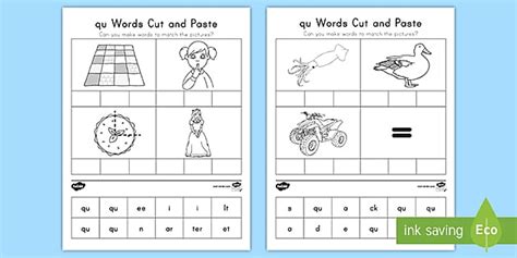 Qu Digraphs Cut And Paste Activity Professor Feito