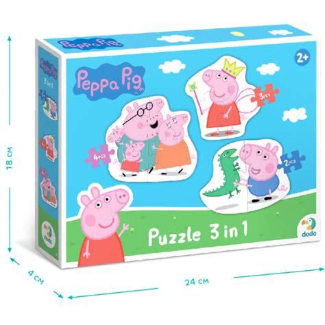 M Puzzle 3 în 1 Familia Peppa Pig cod 200338 SC AV Diverta