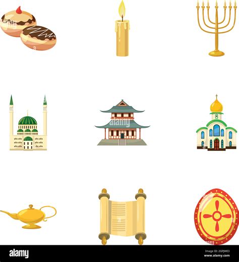 Faith Icons Set Cartoon Style Stock Vector Image And Art Alamy