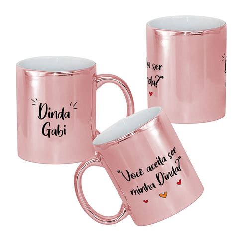 Caneca Convite Padrinhos Aceita Ser Minha Dinda Elo7