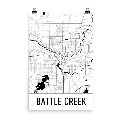 Aeticon Canvas Battle Creek Map Battle Creek Art Battle Creek Print Battle Creek Mi Poster