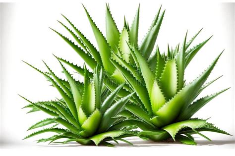 Arbustos Exuberantes De Aloe Vera Verde Brillante Hojas Aisladas En