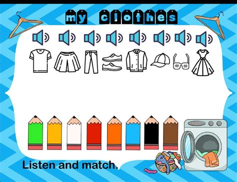 Clothes 3 Listen And Match Interactive Worksheet Clothes Worksheet