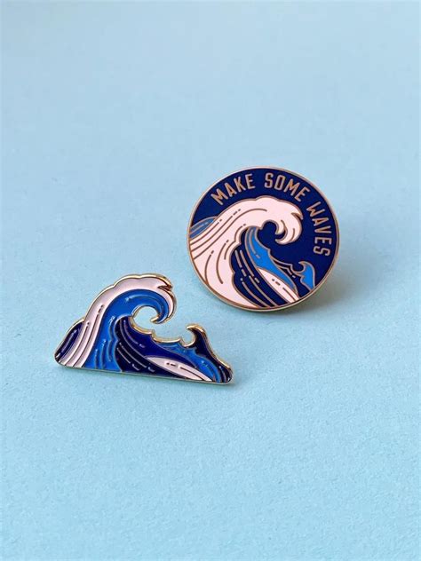 Enamel Pin Wave Badge A Great T For Any Surf Dude Wave Etsy Pin