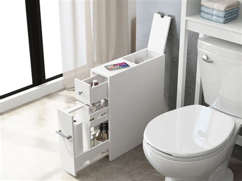 Spirich Slim Bathroom Storage Cabinet Free Standing Toilet Paper Holder Bathroom Cabinet Slide