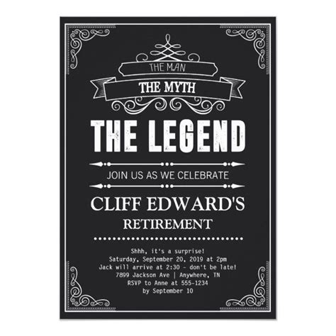 The Man The Myth The Legend Retirement Party Invitation Retirement Party