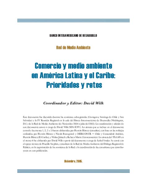 Pdf Comercio Y Medio Ambiente En América Latina Y El Caribe