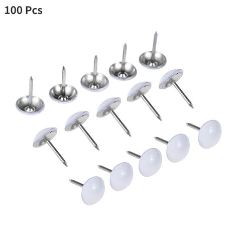 100Pcs White Metal Upholstery Nail Furniture Tack Stud Pushpin Modern