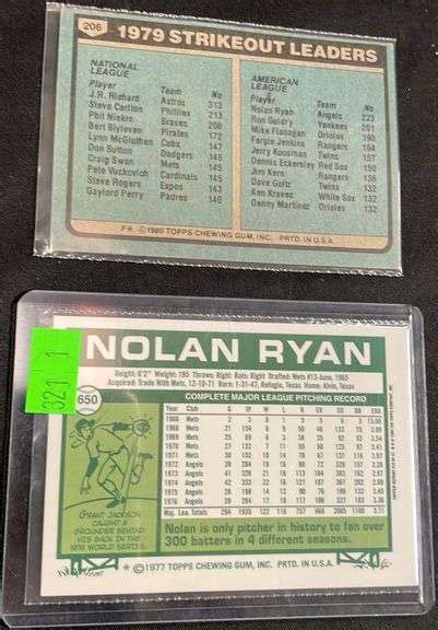 1979 Topps strikeout leaders J.R. Richard & Nolan Ryan, 1977 Topps ...