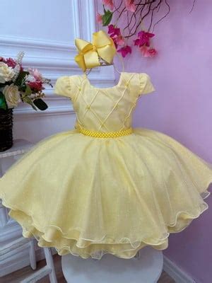 Fantasia Bela Fera Amarelo Ouro Classico Longo Infantil Luxo Compre