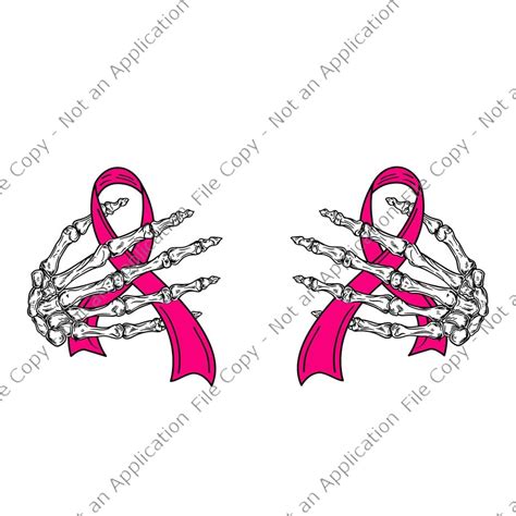 Boob Skeleton Hand On Breast Cancer Ribbon Halloween Svg Skeleton Hand