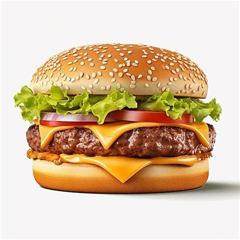 Premium AI Image Juicy Burger On White Background