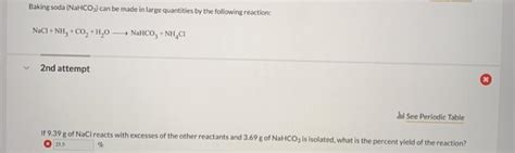 Solved Baking Soda Nahco Can Be Made In Large Quantities Chegg