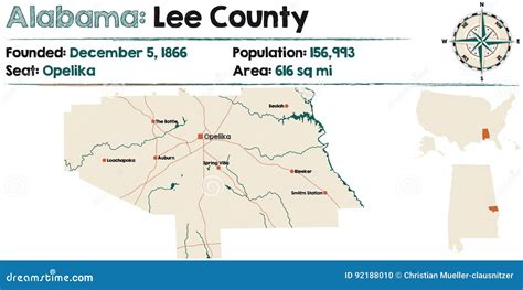 Lalabama Carte Du Comté De Lee Illustration De Vecteur